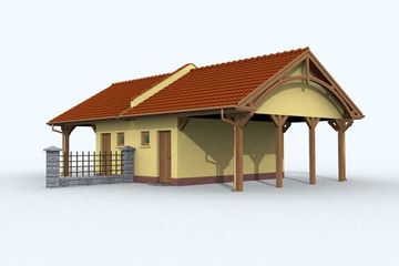 Projekt budynku gospodarczego G89 budynek gospodarczy - parterowy dom o powierzchni 36,10 m², dach dwuspadowy - ujęcie 3