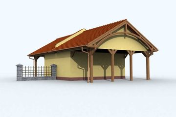 Projekt budynku gospodarczego G89 budynek gospodarczy - parterowy dom o powierzchni 36,10 m², dach dwuspadowy - ujęcie 4