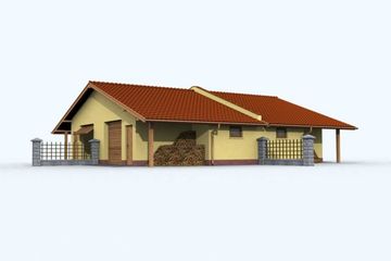 Projekt budynku gospodarczego G90 budynek gospodarczy - parterowy dom o powierzchni 156 m², dach dwuspadowy - ujęcie 4