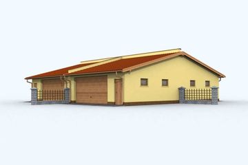 Projekt budynku gospodarczego G91 budynek gospodarczy - parterowy dom o powierzchni 196,28 m², dach dwuspadowy - ujęcie 3
