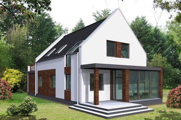 Projekt domu Rumcajs z garażem 1-st. [A] - parterowy z poddaszem dom o powierzchni 119,30 m², dach dwuspadowy - ujęcie 4
