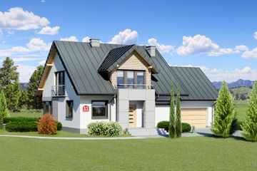  Projekt domu przy Wiosennej 11 (KRK1483) - projekt domu parterowego z poddaszem - Zdjęcie 1