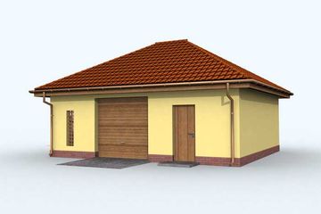 Projekt budynku gospodarczego G108 budynek gospodarczy - parterowy dom o powierzchni 50,14 m², dach kopertowy - ujęcie 2