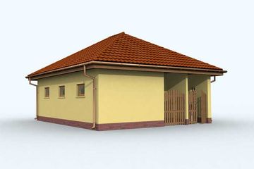 Projekt budynku gospodarczego G108 budynek gospodarczy - parterowy dom o powierzchni 50,14 m², dach kopertowy - ujęcie 4