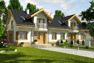  Projekt domu Puszczyk bez garażu bliźniak [B-BL1] (WRF1807) - projekt domu parterowego z poddaszem - Zdjęcie 1