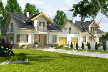  Projekt domu Puszczyk z garażem 1-st. bliźniak [A-BL1] (WRF1808) - projekt domu parterowego z poddaszem - Zdjęcie 1