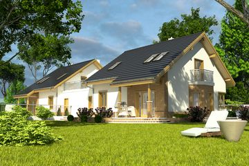  Projekt domu Puszczyk z garażem 1-st. bliźniak [A-BL1] (WRF1808) - projekt domu parterowego z poddaszem - Zdjęcie 2