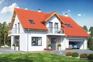  Projekt domu Bocian 1 z garażem 2-st. (WRL1048) - projekt domu parterowego z poddaszem - Zdjęcie 1