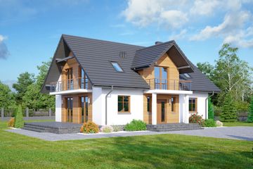  Projekt domu Karowice m1x (KRP2116) - projekt domu parterowego z poddaszem - Zdjęcie 1