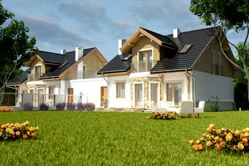  Projekt domu Puszczyk III z garażem 1-st. bliźniak [A-BL1] (WRF1815) - projekt domu parterowego z poddaszem - Zdjęcie 2