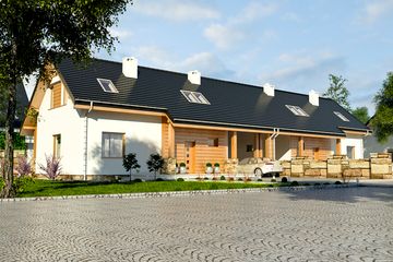  Projekt domu Wydrzyk z wiatą bliźniak [A-BL1] (WRF1819) - projekt domu parterowego z poddaszem - Zdjęcie 1