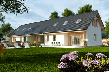  Projekt domu Wydrzyk z wiatą bliźniak [A-BL1] (WRF1819) - projekt domu parterowego z poddaszem - Zdjęcie 2