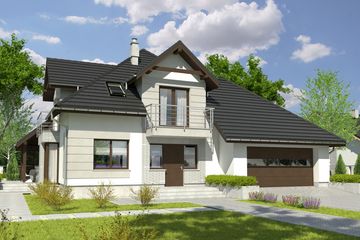  Projekt domu Diana z garażem 2-st. [A1] (WRF1821) - projekt domu parterowego z poddaszem - Zdjęcie 1