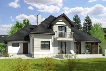  Projekt domu Diana z garażem 2-st. [A1] (WRF1821) - projekt domu parterowego z poddaszem - Zdjęcie 2