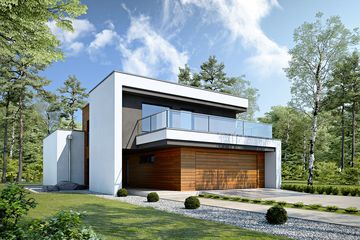  Projekt domu Modularny D28 (WWB1026) - projekt domu z pełnym piętrem - Zdjęcie 1