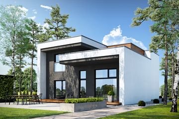  Projekt domu Modularny D28 (WWB1026) - projekt domu z pełnym piętrem - Zdjęcie 2