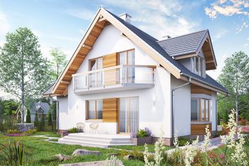  Projekt domu Kaja - murowana – beton komórkowy (KRD1619) - projekt domu parterowego z poddaszem - Zdjęcie 2