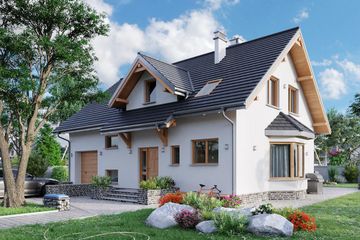  Projekt domu Pola - murowana – beton komórkowy (KRD1928) - projekt domu parterowego z poddaszem - Zdjęcie 2