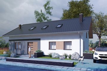  Projekt domu Rectus II (SLS1116) - projekt domu parterowego z poddaszem - Zdjęcie 1