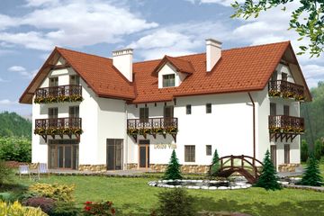  Projekt pensjonatu (KRH1439) - projekt pensjonatu z pełnym piętrem i poddaszem - Zdjęcie 1