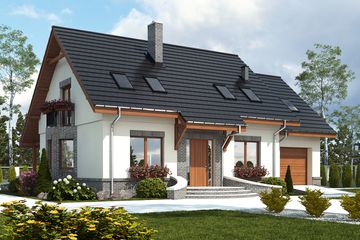  Projekt domu Dla Ciebie 2 w2 z garażem 1-st. [A] (WRF1828) - projekt domu parterowego z poddaszem - Zdjęcie 1