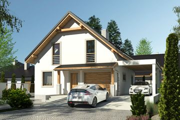  Projekt domu Turkawka II z garażem i wiatą [A1] (WRF1835) - projekt domu parterowego z poddaszem - Zdjęcie 1