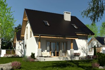  Projekt domu Turkawka II z garażem i wiatą bliźniak [A1-BL] (WRF1834) - projekt domu parterowego z poddaszem - Zdjęcie 2