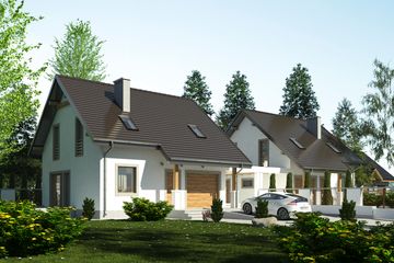  Projekt domu Turkawka z garażem i wiatą bliźniak [A1-BL] (WRF1831) - projekt domu parterowego z poddaszem - Zdjęcie 1