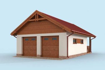  Projekt garażu G286 szkielet drewniany garaż dwustanowiskowy z werandą (SLN2519) - projekt garażu parterowego - Zdjęcie 3