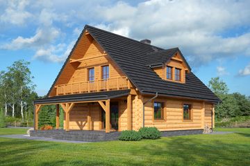 Projekt domu Cisna 25g dw - parterowy z poddaszem dom o powierzchni 125,61 m², dach dwuspadowy - ujęcie 2