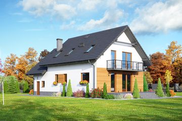  Projekt domu Biskupice m5 (KRP2136) - projekt domu parterowego z poddaszem - Zdjęcie 2