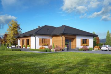  Projekt domu Arkowo biuro w domu (KRP2140) - projekt domu parterowego - Zdjęcie 1