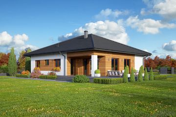  Projekt domu Arkowo biuro w domu (KRP2140) - projekt domu parterowego - Zdjęcie 2