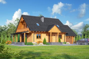  Projekt domu Chmielowo x dw (KRP2144) - projekt domu parterowego z poddaszem - Zdjęcie 1