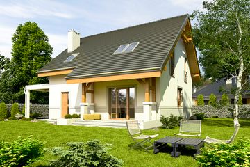  Projekt domu Gajówka z wiatą [A1] (WRF1842) - projekt domu parterowego z poddaszem - Zdjęcie 2