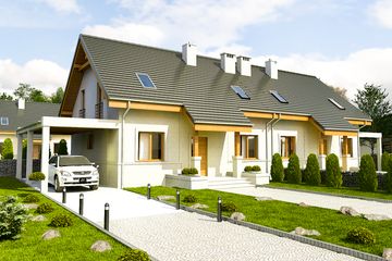  Projekt domu Gajówka z wiatą [A1-BL2] (WRF1844) - projekt domu parterowego z poddaszem - Zdjęcie 1