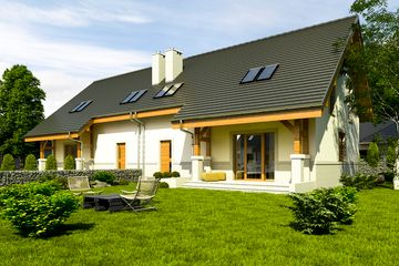  Projekt domu Gajówka bez garażu bliźniak [B-BL1] (WRF1845) - projekt domu parterowego z poddaszem - Zdjęcie 2