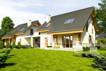  Projekt domu Gajówka z wiatą bliźniak [A1-BL1] (WRF1846) - projekt domu parterowego z poddaszem - Zdjęcie 2