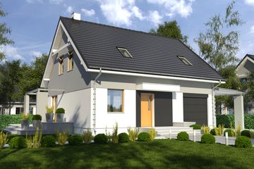  Projekt domu Monika II z garażem i wiatą [A1] (WRF1847) - projekt domu parterowego z poddaszem - Zdjęcie 1