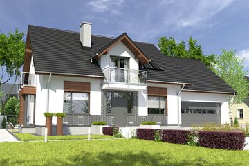  Projekt domu Daria z garażem 2-st. [A1] (WRF1848) - projekt domu parterowego z poddaszem - Zdjęcie 1