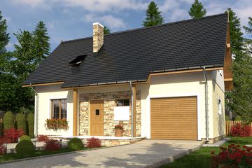  Projekt domu Emilka z garażem 1-st. [A1] (WRF1849) - projekt domu parterowego z poddaszem - Zdjęcie 1