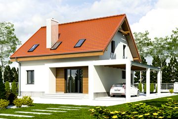  Projekt domu Lerka z wiatą [A] (WRF1851) - projekt domu parterowego z poddaszem - Zdjęcie 2