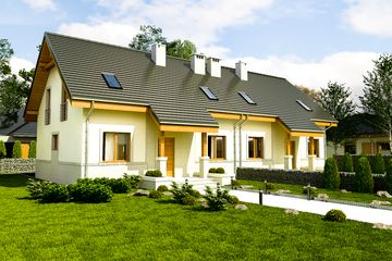  Projekt domu Gajówka bez garażu bliźniak [B-BL2] (WRF1853) - projekt domu parterowego z poddaszem - Zdjęcie 1