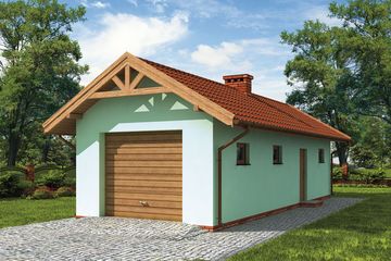  Projekt garażu G1m bis szkielet drewniany, garaż jednostanowiskowy z pomieszczeniem gospodarczym (SLN2521) - projekt garażu parterowego - Zdjęcie 1
