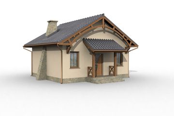 Projekt domu letniskowego La Lora szkielet drewniany dom letniskowy - parterowy dom o powierzchni 52,50 m², dach dwuspadowy - ujęcie 2