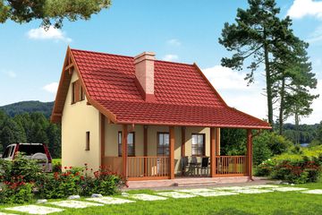  Projekt domu letniskowego Orlean 4 szkielet drewniany dom letniskowy z poddaszem użytkowym (SLN2532) - projekt domu letniskowego parterowego z poddaszem - Zdjęcie 2