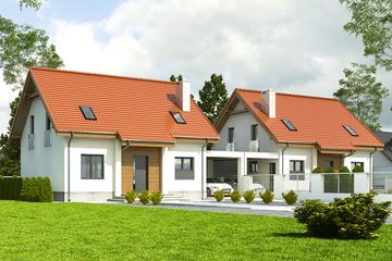  Projekt domu Lerka z wiatą bliźniak [A-BL1] (WRF1857) - projekt domu parterowego z poddaszem - Zdjęcie 1