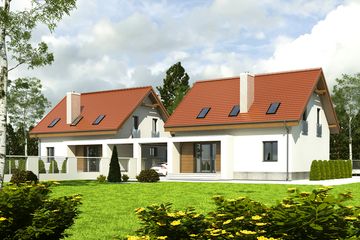  Projekt domu Lerka z wiatą bliźniak [A-BL1] (WRF1857) - projekt domu parterowego z poddaszem - Zdjęcie 2