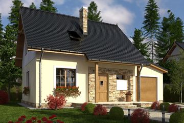  Projekt domu Emilka z garażem 1-st. [A] (WRF1859) - projekt domu parterowego z poddaszem - Zdjęcie 1