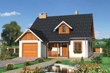  Projekt domu Faustyn - murowana – ceramika (KRD1407) - projekt domu parterowego z poddaszem - Zdjęcie 1